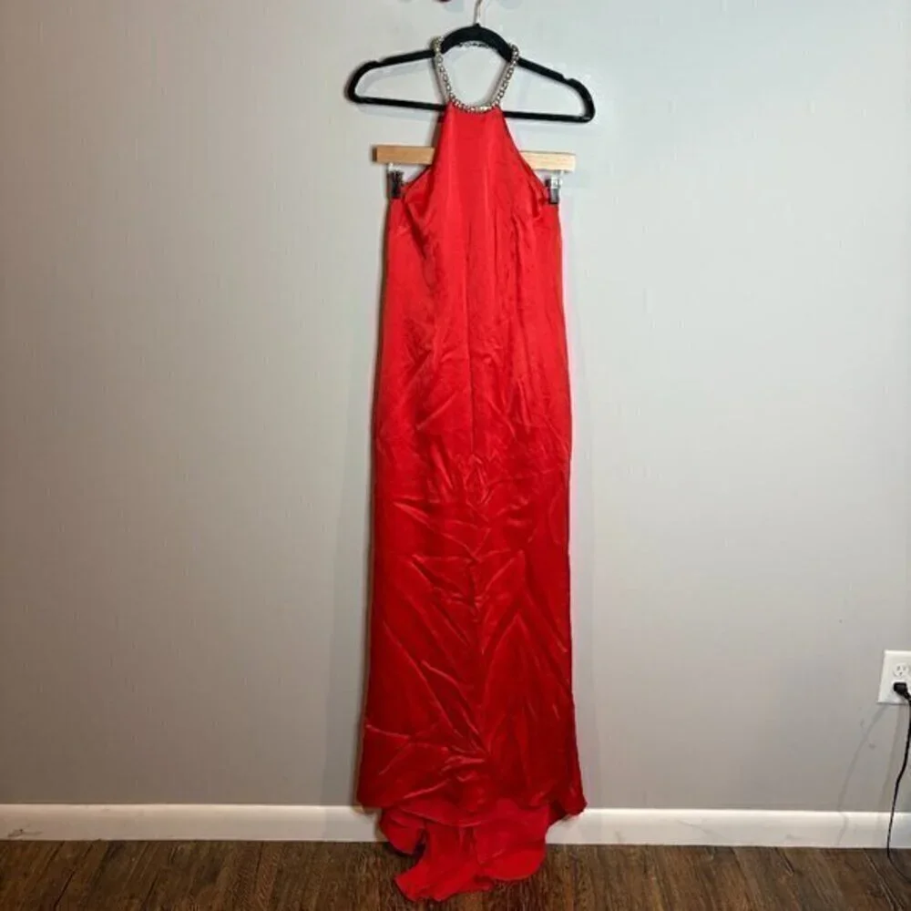Coast coral high neck rhinestone embellished collar necklace dress